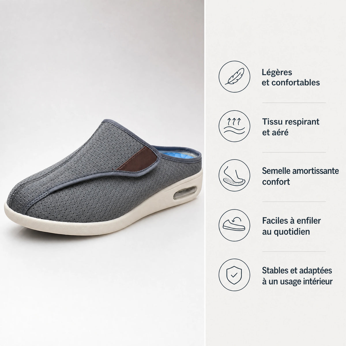 Mules orthopédiques scratch en maille respirante - Bénéfices produit