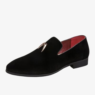 Mocassins en velours à talon pour femme