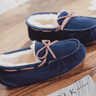 Mocassins en daim fourrés