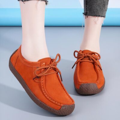 Mocassin en daim à lacets pour femmes