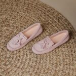 paire de mocassin à frange rose