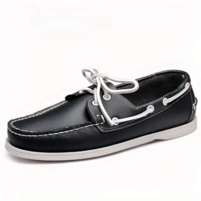 Mocassins bateau à lacets en cuir véritable pour homme