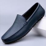 mocassin en cuir bleu pour homme