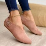 mocassin en daim rose pour femme