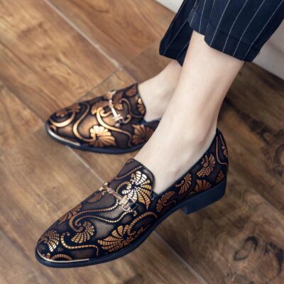 Mocassins de soirée avec motif arabesques colorées