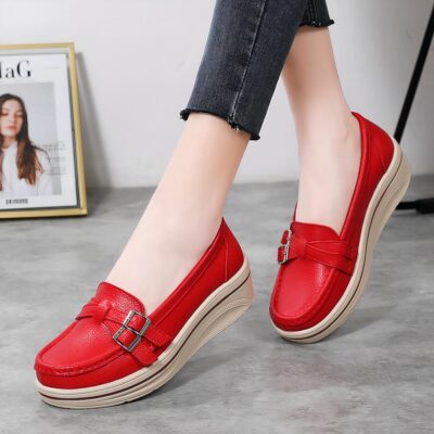 Mocassins décontractés à semelle épaisse pour femme