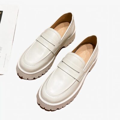 Mocassins en cuir synthétique à plateforme pour femme