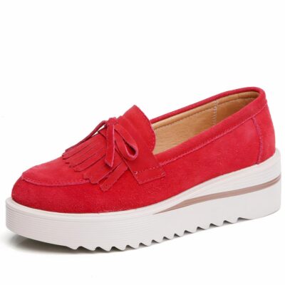 Mocassins daim à plateforme compensée
