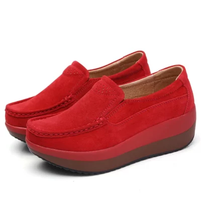 Mocassins à semelle compensée en daim pour femme