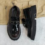 Mocassins à plateforme à enfiler en cuir verni pour hommes