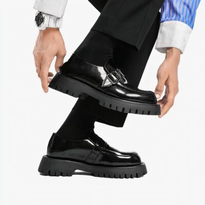 Mocassins en cuir à plateforme pour hommes