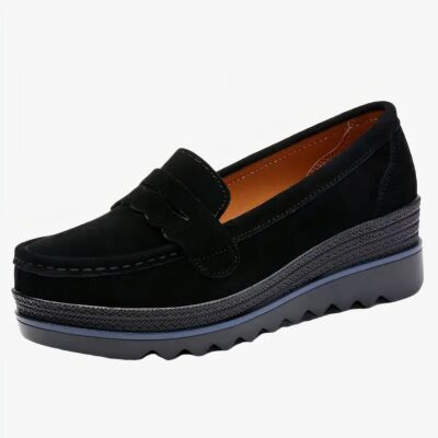 Mocassin soir en velours avec une grosse semelle noire us fond blanc