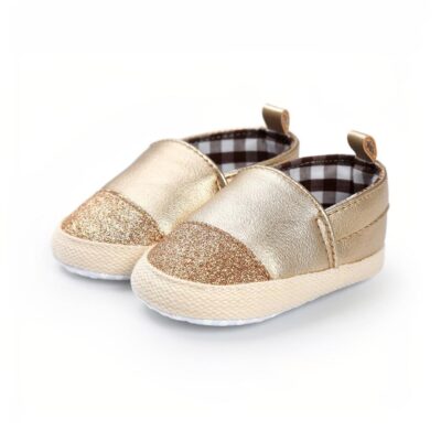 Mocassins bicolores brillants à enfiler pour bébé fille