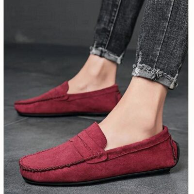Mocassins pour homme en daim bordeaux ou marron