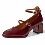 Mocassin style ballerine vernis à talon avec deux brides