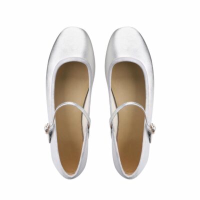 Mocassin ballerine vernis à bout rond avec boucle fine sur le dessus du pied