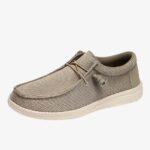 Mocassins en tissu marron clair sans lacets