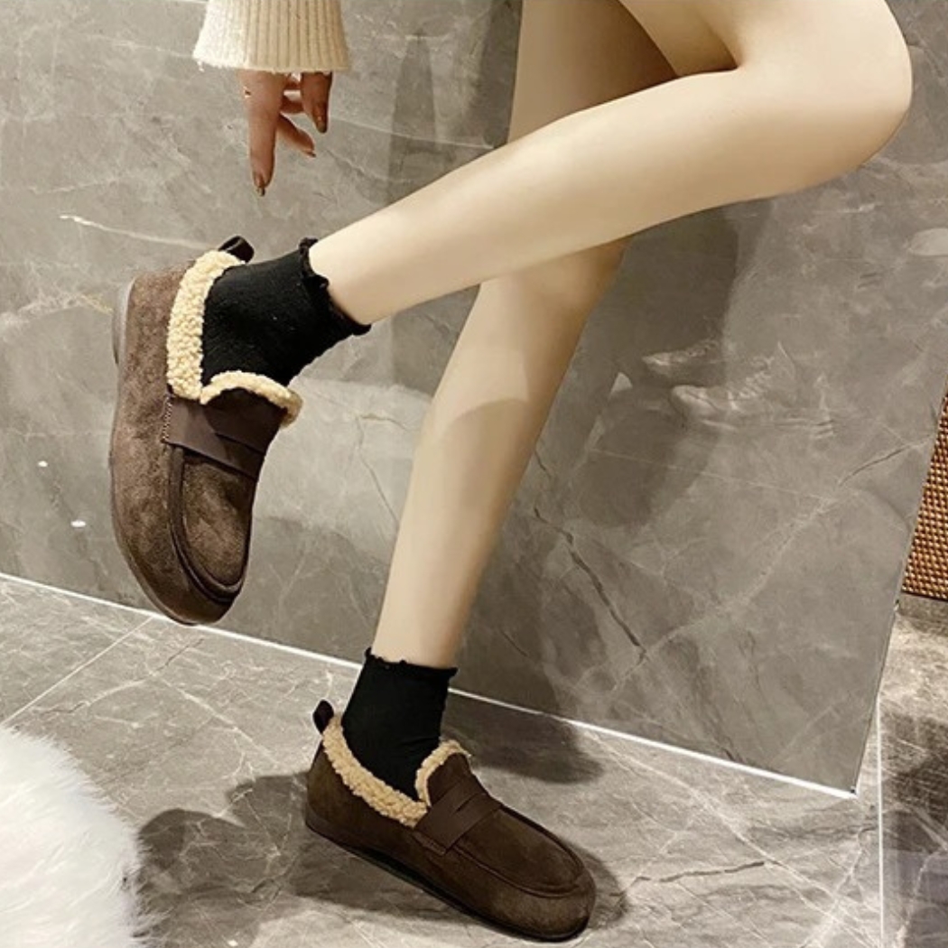 Mocassins hiver en daim pour femme • Mon Mocassin