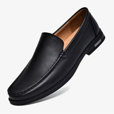 Mocassin classique decontracte noir en cuir